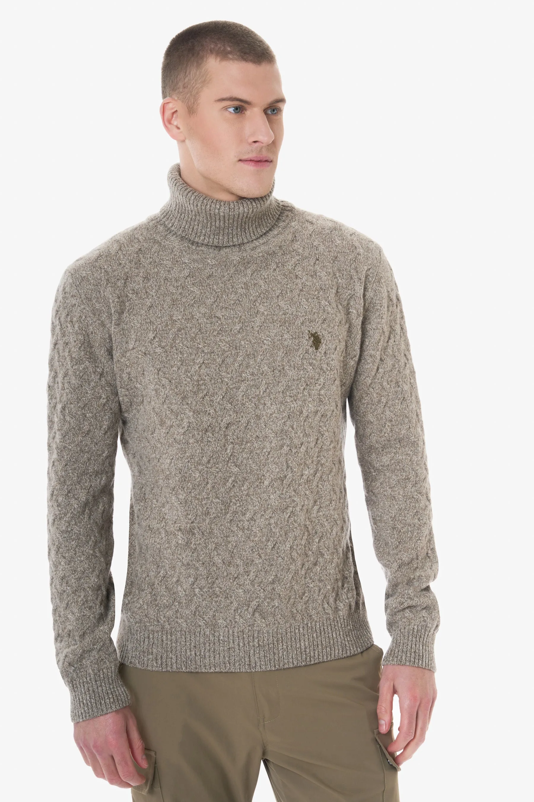 Maglia a collo alto a treccia con logo U.S. Polo Assn.