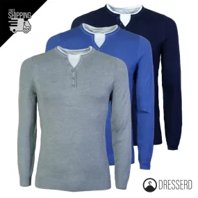 Maglia Uomo Manica lunga Maglioncino serafino trama lavorata Maglie invernali Dresserd