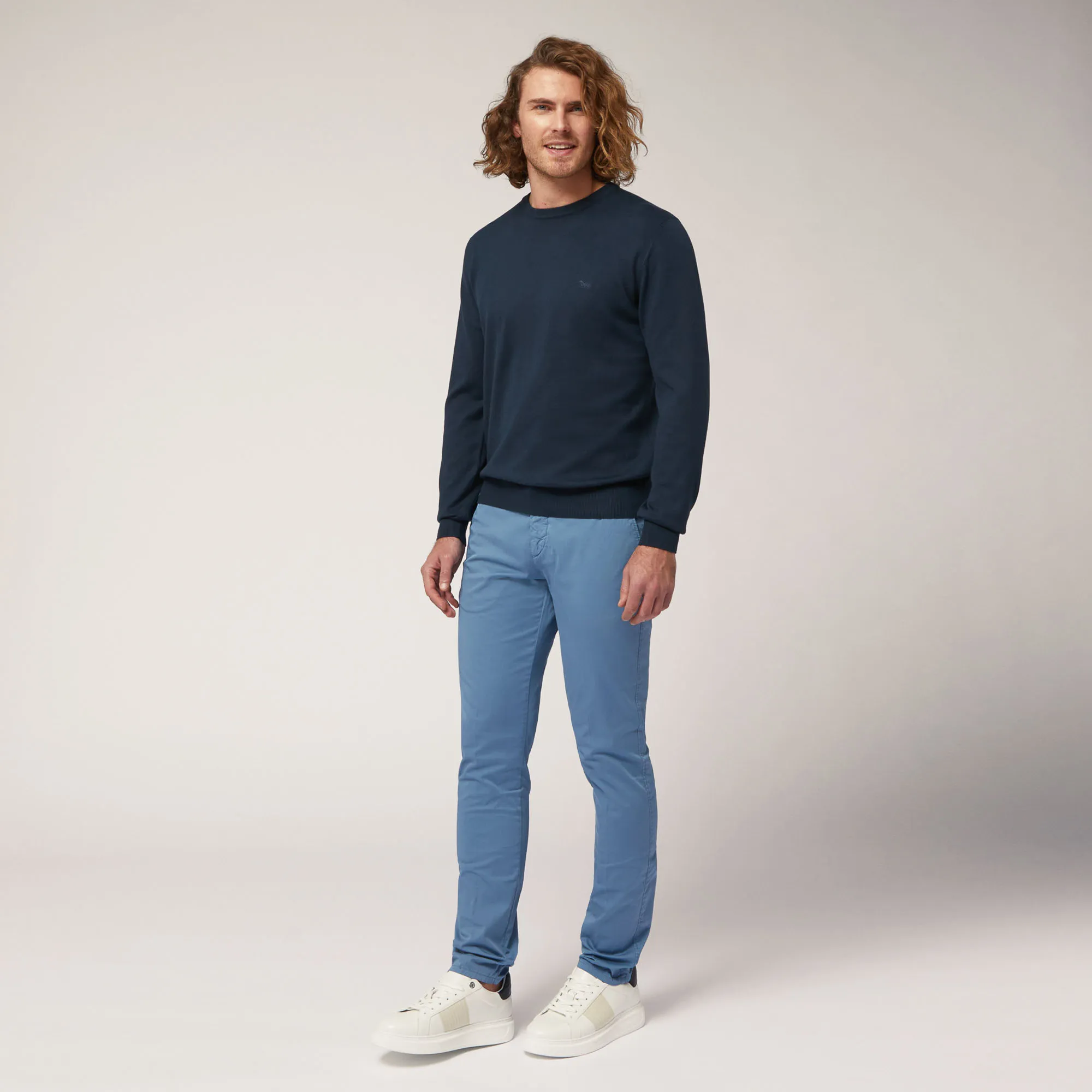 Pullover Girocollo In Cotone