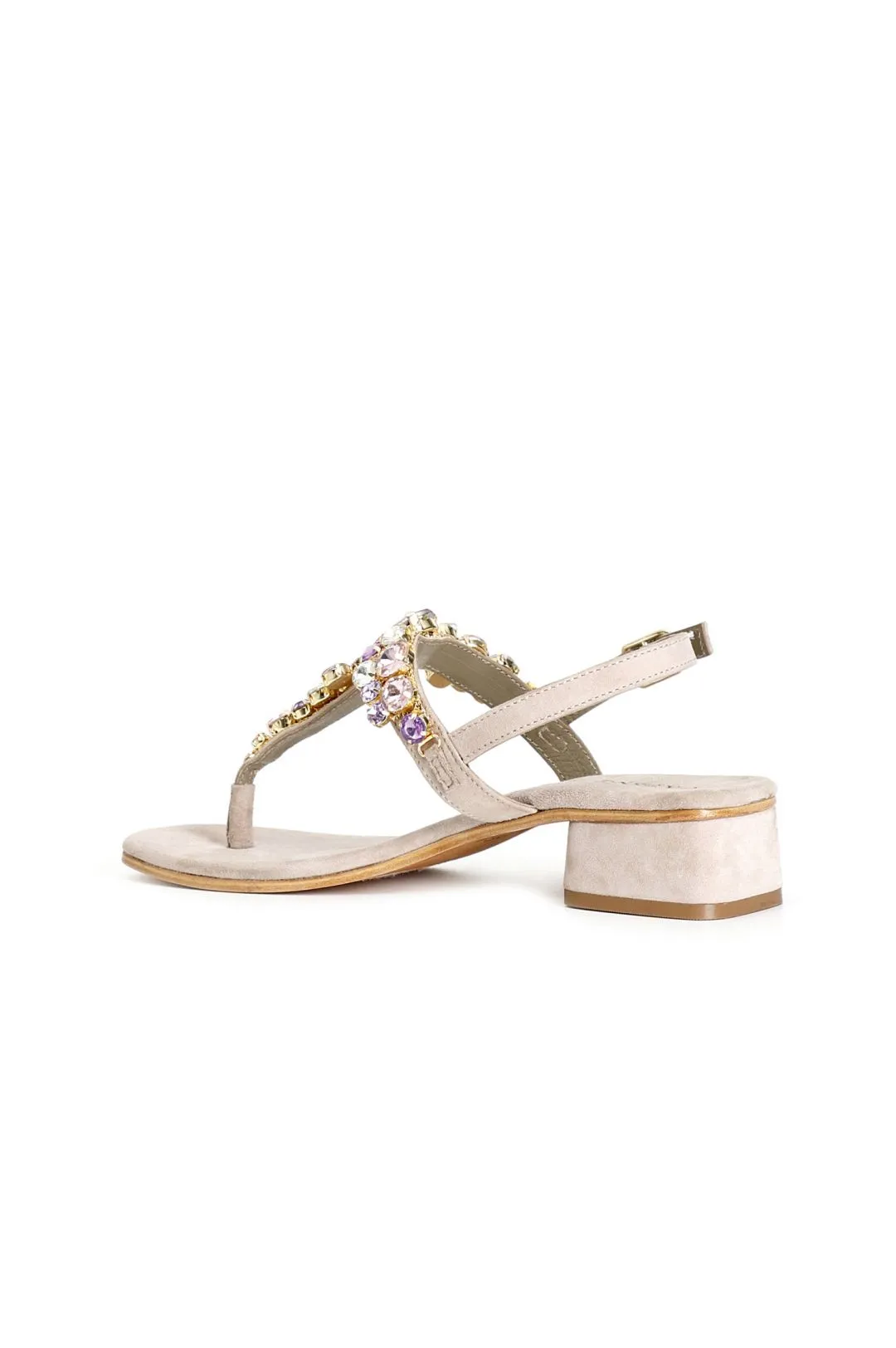 sandali infradito in camoscio accessorio gioiello cipria